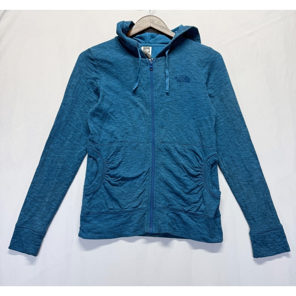 The North Face Hoodie Womens XS Teal Space Dye Embroidered Logo Cotton Full Zip
